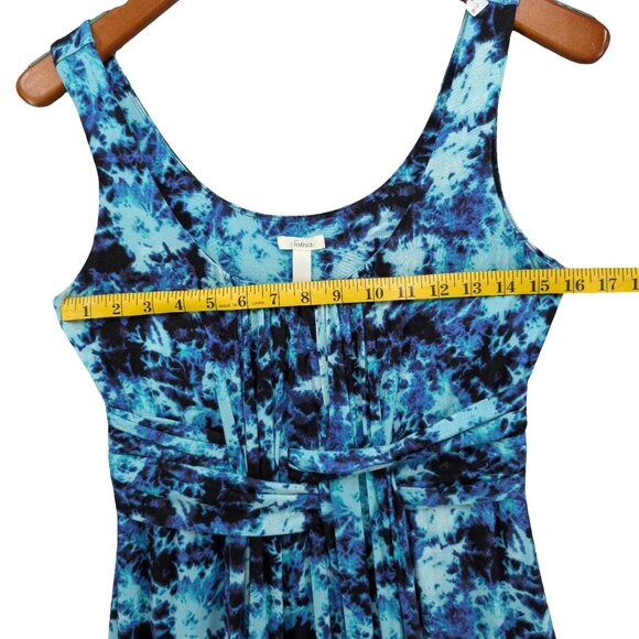 Soma Tie Dye Maxi Dress Aqua Navy Black Sleeveless Stretch Pullover Size S - Picture 8 of 9
